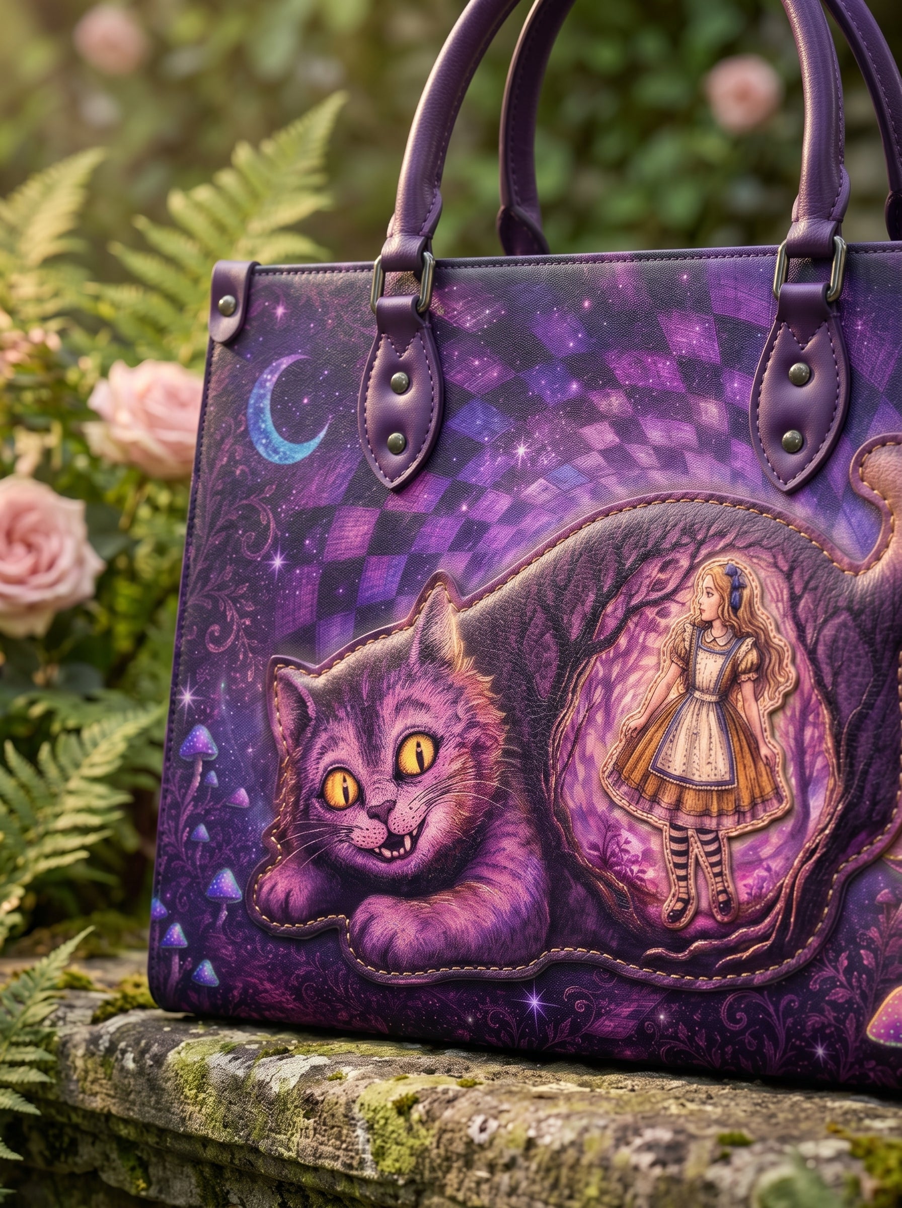 “We're All Mad Here” Applique Leather Handbag Pre-order