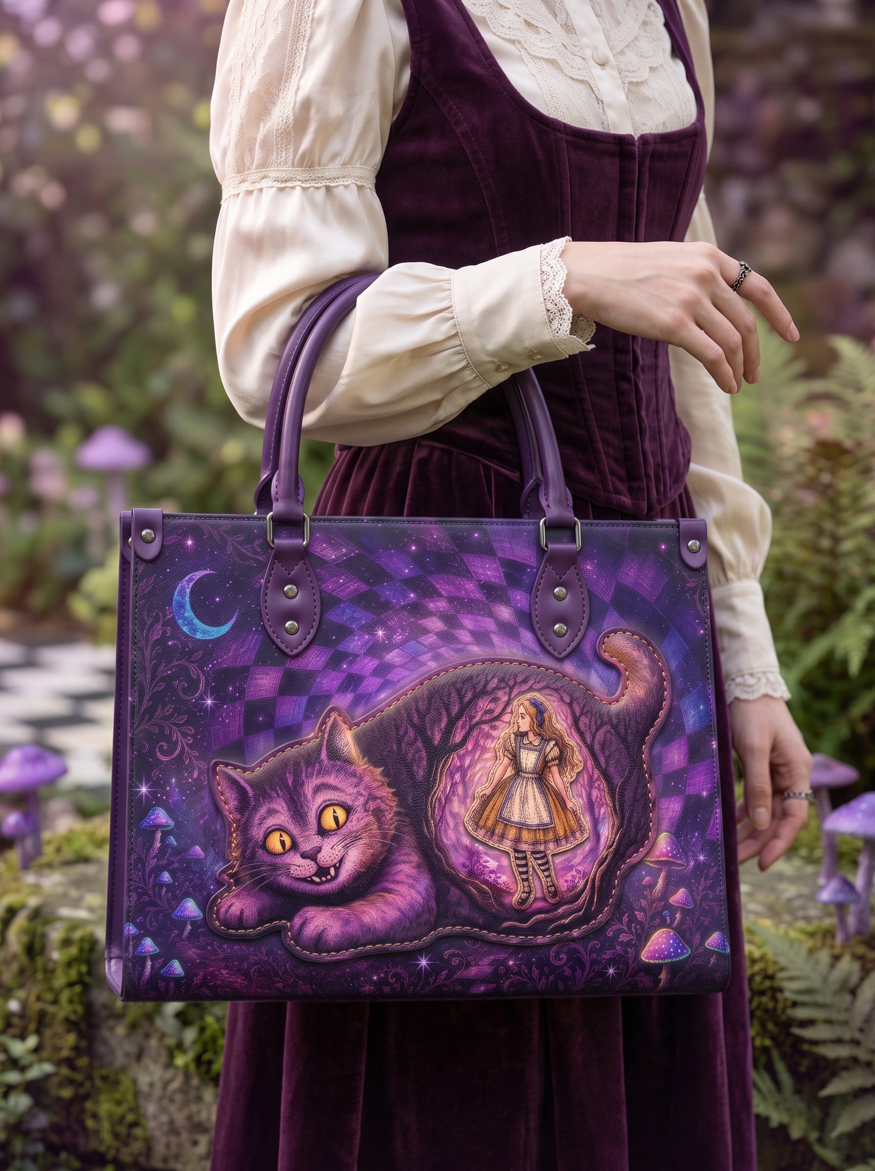 “We're All Mad Here” Applique Leather Handbag Pre-order