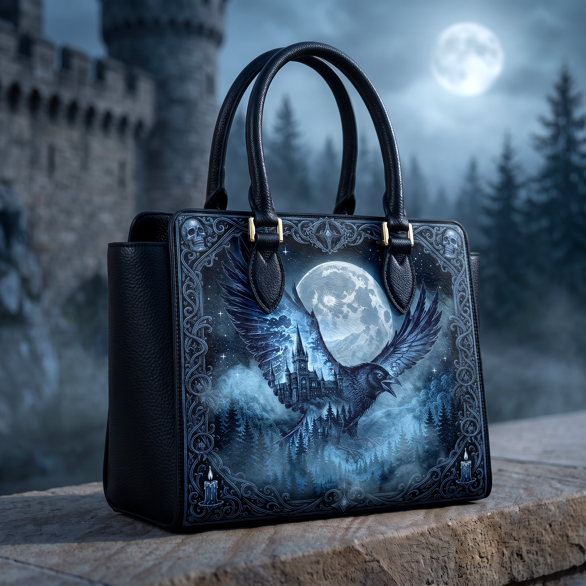 &ldquo;The Wise Raven&rdquo; Vesper Handbag &mdash; Harry Potter, Ravenclaw, full view