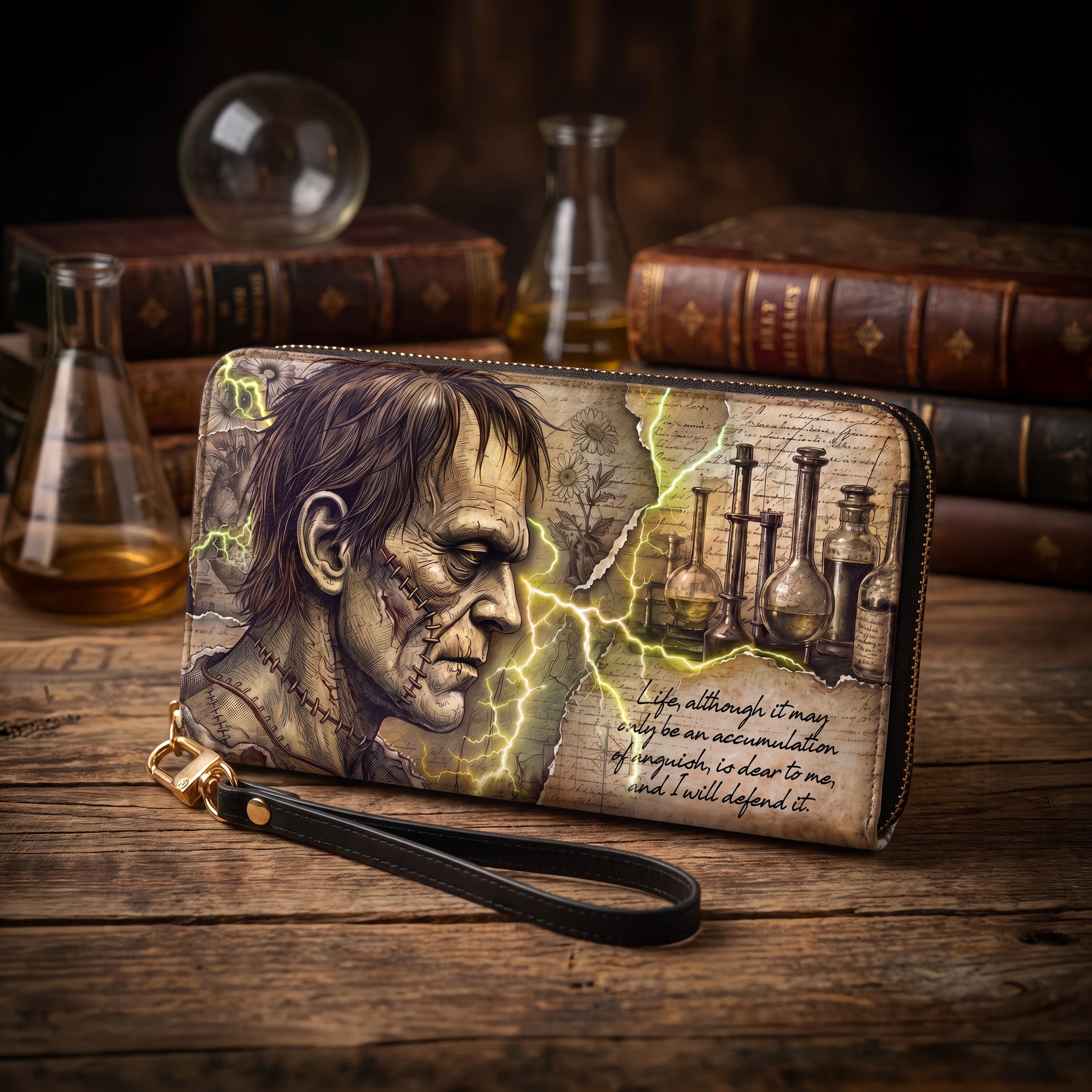 &ldquo;The Modern Prometheus&rdquo; Wallet &mdash; Frankenstein by Mary Shelley, full view