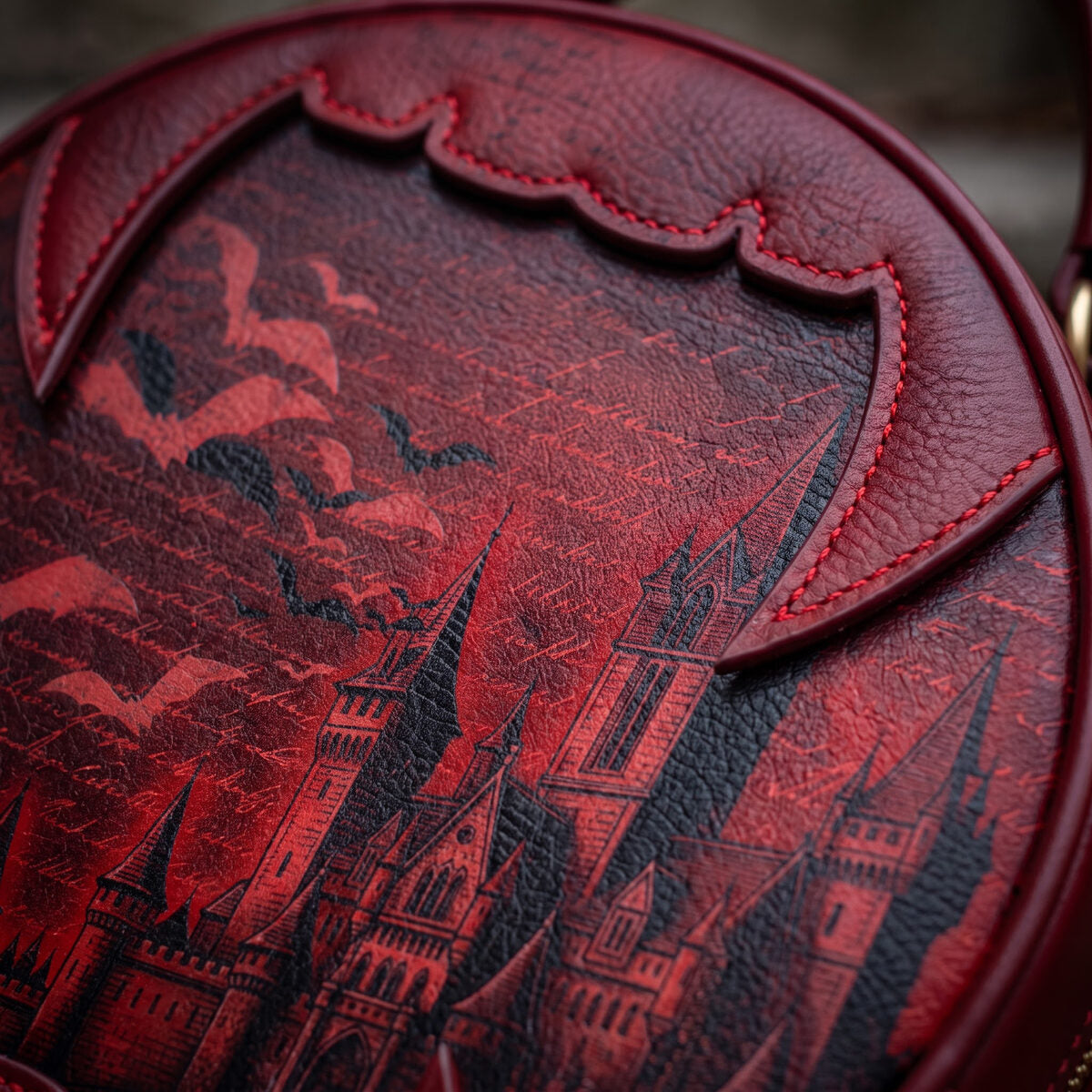 Castle Dracula circle bag — close-up