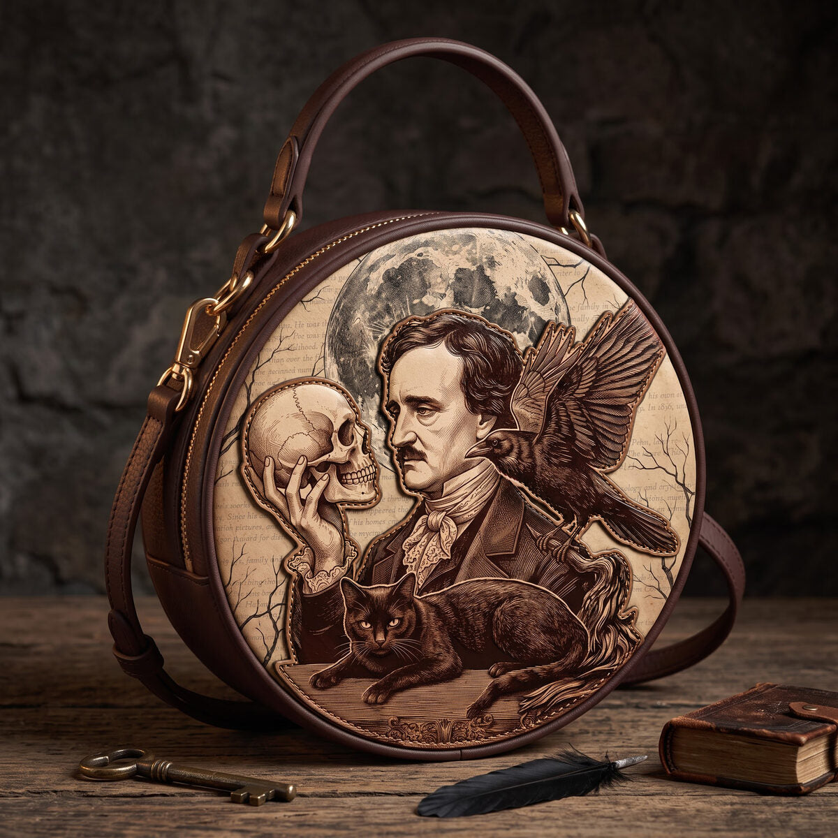 Quoth the Raven circle bag — full view