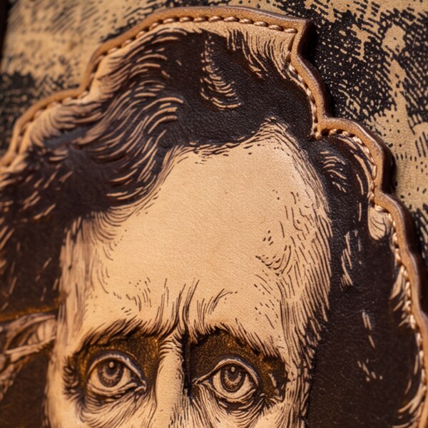 "Poe's Anthology" Applique Leather Handbag