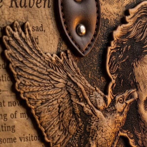 "Poe's Anthology" Applique Leather Handbag