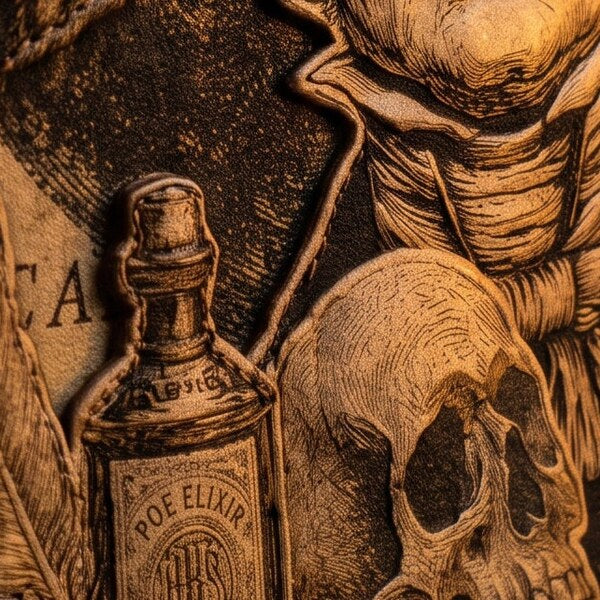 "Poe's Anthology" Applique Leather Handbag