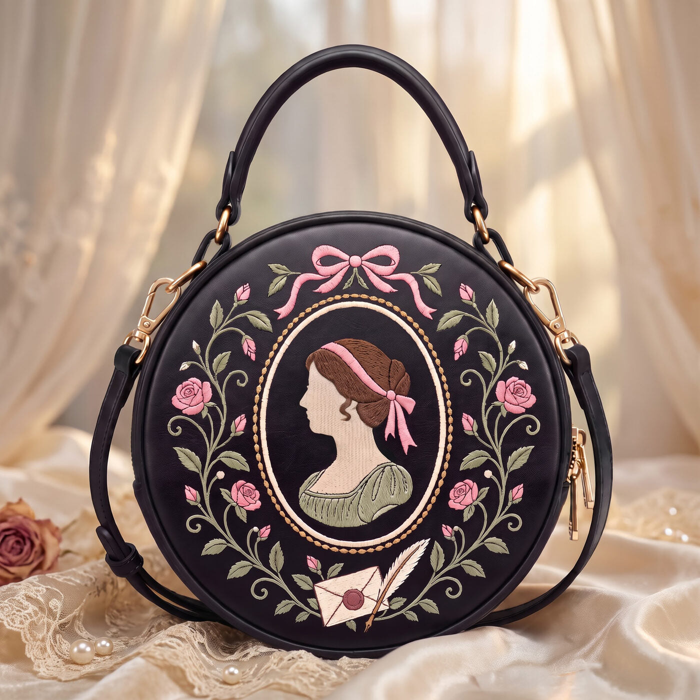 By a Lady embroidered circle bag — full view