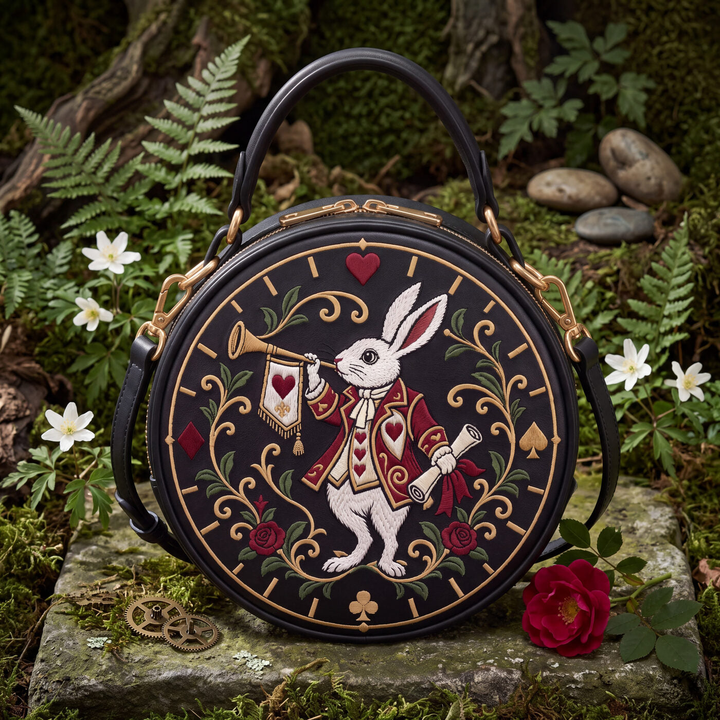 Embroidered circle bag design preview