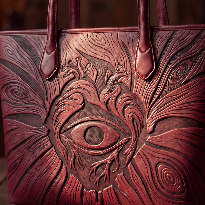 Beneath the Floorboards embossed leather tote — embossing close-up