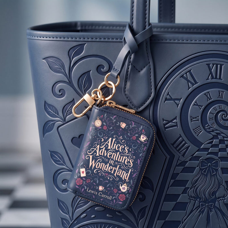 The Little Door matching book-cover charm on the tote