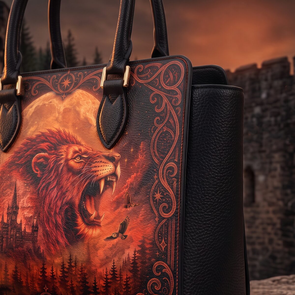 The Brave Lion Vesper handbag — close-up
