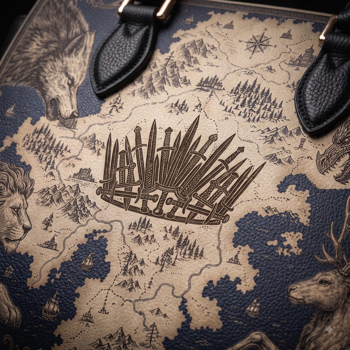 The Throne of Swords Vesper handbag — close-up